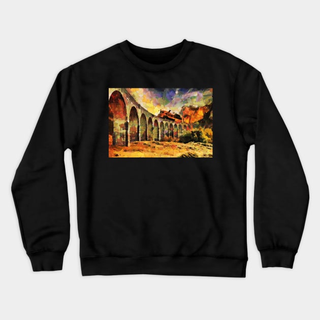 Train on stone bridge Crewneck Sweatshirt by Ariela-Alez